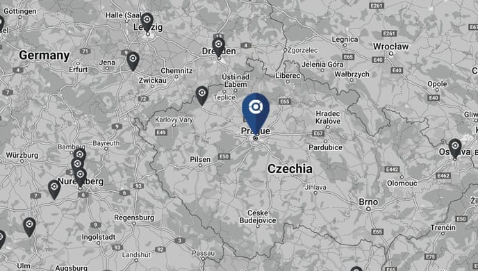 Map of Cryoniq® representation in Czech Republic with locations